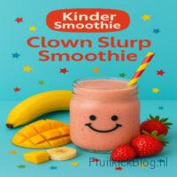 Clown Slurp Smoothie in een glas met fruit erom heen