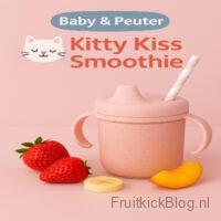 Zachte Kitty Kiss Smoothie van aardbei en rood fruit, ideaal voor baby’s en jonge kinderen.