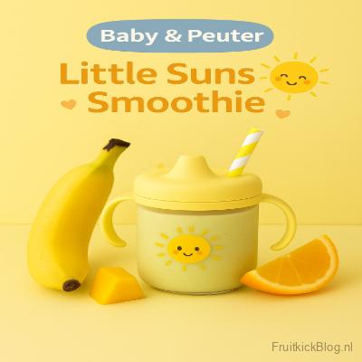 Frisse Little Sunshine Smoothie met banaan en zonnig geel fruit zoals mango of perzik, geschikt voor peuters