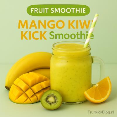 Mango Kiwi smoothie met ananas, kiwi,mango en sinasappel in een glas