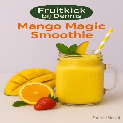 Mango smoothie met aardbei , sinaasappel en mango