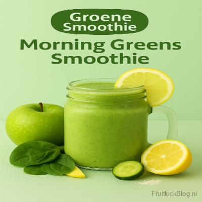 Morning Greens Smoothie , een smoothie in een glas en perfect voor de ochtend