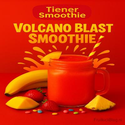 Volcano Blast Smoothie in een glas en en fruit er om heen