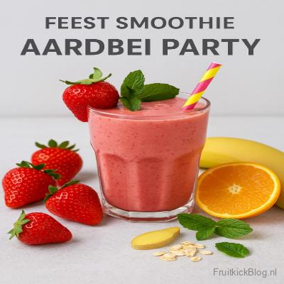 Aardbei Party Smoothie – feestelijke smoothie met aardbeien en vers fruit.