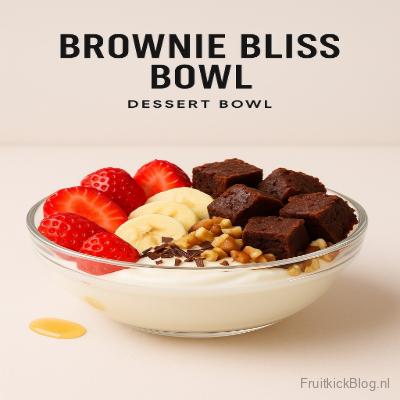 Brownie Bliss Bowl met romige chocolade en gezonde toppings, ideaal dessert recept.