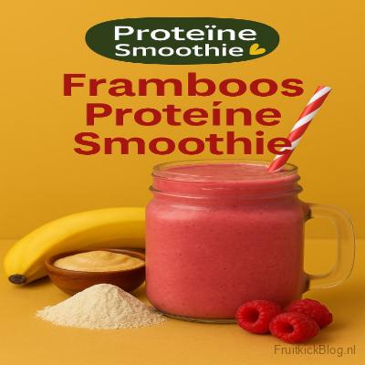 Framboos proteïne smoothie – eiwitrijke smoothie met frambozen en yoghurt, ideaal na het sporten