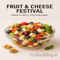 Fruit & Cheese Festival salade met diverse kazen en kleurrijk fruit β feestelijke gezonde salade