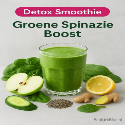 Groene Spinazie Boost smoothie – gezonde groene smoothie met spinazie en fruit.