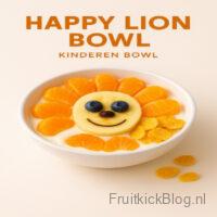 Kinder Happy Lion Bowl met vers fruit en romige basis – vrolijke kids bowl