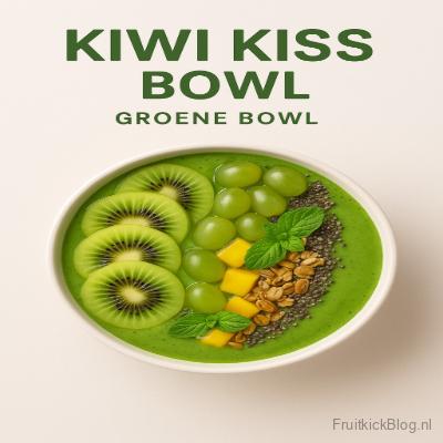 Kiwi Kiss Bowl met frisse kiwi en fruit – gezonde groene smoothie bowl.