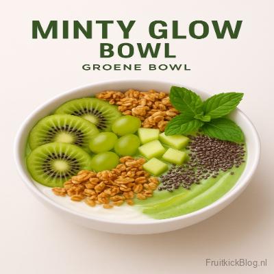 Minty Glow Bowl met munt, kiwi en fruit – verfrissende groene bowl.