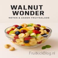Gezonde salade met noten, zaden en vers fruit – eiwitrijke en vezelrijke maaltijd
