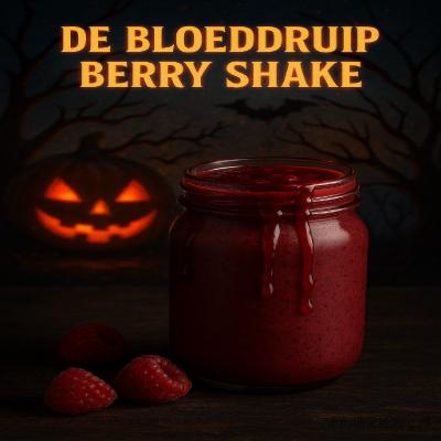 Een intens rode smoothie die eruitziet alsof hij rechtstreeks uit een vampierenkeuken komt — vol sappige bessen, een vleugje yoghurt en druipende 'bloed'-saus. Perfect voor een spookachtige avond!