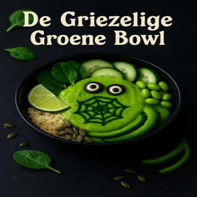 De Griezelige Groene Bowl – gezonde groene bowl met een spooky Halloween uitstraling.