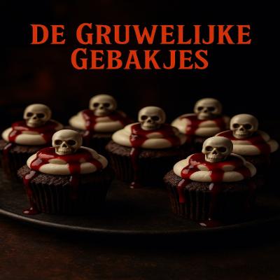Donkere chocoladegebakjes gevuld met rode ‘bloed’-saus, bedekt met een witte topping en versierd met kleine chocoladeschedeltjes. Een huiveringwekkend lekkere traktatie die iedereen de stuipen op het lijf jaagt!