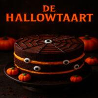 Een griezelig lekkere taart met lagen van chocolade en pompoencrème, versierd met spinnenweb chocolade en eetbare oogjes. De perfecte afsluiter van elk Halloween-feest!