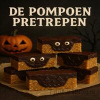 De Pompoen Pretrepen – heerlijke pompoenrepen met herfstkruiden, perfecte Halloween snack.