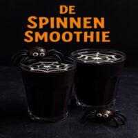 De Spinnen Smoothie – griezelige Halloween smoothie met donkere bessen en yoghurt.