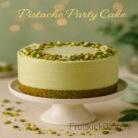 Pistache Party Cake – feestelijke cake met romige pistache en een knapperige bite, perfect voor elke gelegenheid