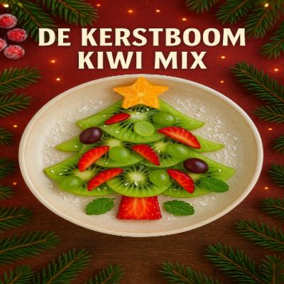 Een frisse, vrolijke fruit bowl in de vorm van een kerstboom, gemaakt met kiwi, aardbei, druiven en een vleugje munt. Super Gezond, licht en perfect als ontbijt, snack of feestelijke tafeldecoratie.