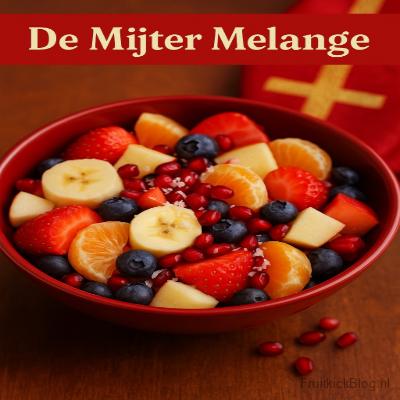 Een kleurrijke fruit bowl vol vitamine en vrolijkheid — met rood, wit en goud als eerbetoon aan de mijter van Sinterklaas. Deze gezonde traktatie is perfect als ontbijt, dessert of tussendoortje tijdens het heerlijk avondje!