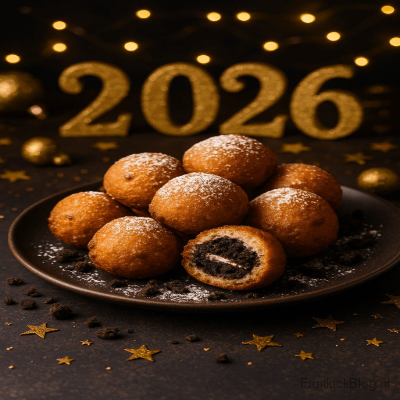 Een feestelijke combinatie van klassieke oliebollen en Oreo, luchtige bolletjes met romige Oreo-vulling. Perfect voor een zoet Oud & Nieuw!