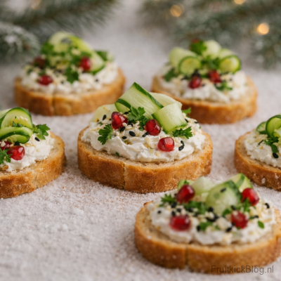 Gember Toastjes zijn knapperige, frisse kersthapjes met een romige roomkaas basis en een subtiele gembersmaak. Ze zorgen voor een lichte, pittige tegenhanger op de kersttafel en zijn perfect als borrelhapje of voorgerecht.