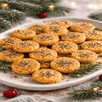 Jingle Kaasrondjes zijn knapperige, hartige kaasrondjes met een volle kaas smaak en een goudbruine afwerking. Perfect als feestelijk kerst hapje bij borrels en winteravonden.