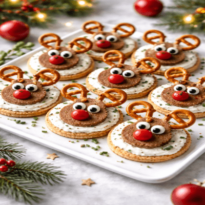 Deze Rendier Toastjes zijn vrolijke en feestelijke kerst hapjes die meteen de aandacht trekken op de kersttafel. Ze combineren een romige smaak met een speelse presentatie, waardoor ze perfect zijn voor de kerstborrel, familiediner of een kerstfeest met kinderen. Een echte blikvanger die ook nog eens eenvoudig te maken is.